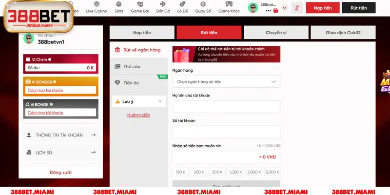 Phương thức rút tiền 388BET tiện lợi, dễ dàng